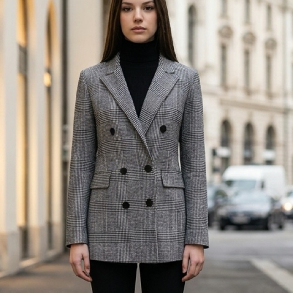 Frank Lyman Design Houndstooth Double Breasted Blazer